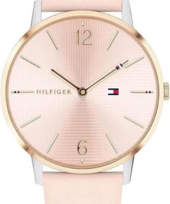 Tommy Hilfiger Analog Quarzuhr für Damen mit Silbernes Edelstahl-Mesh-Gliederarmband oder Pinkes Lederarmband