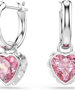 Swarovski Chroma Ohrhänger, Herz, Rosa, Rhodiniert