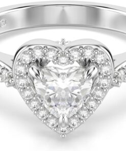 Swarovski Una Angelic Kollektion Motiv-Ring, Gemischte Schliffe, Herz, Weiß, Rhodiniert