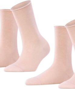 FALKE Damen Happy 2-Pack Socken atmungsaktive Baumwolle verstärkte Damensocken mit druckfreiem Rollbund ein Allrounder für Business und Alltag einfarbig im Multipack 2 Paar