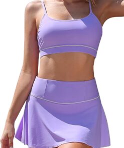 SHEKINI Damen Bauchkontrolle Bikini Sets U-Ausschnitt Badeanzug High Waisted Swim Rock