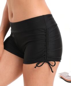 Badeshorts für Damen Teenager Mädchen, Schwarz Badeshorts Schnell Trocknende Badeshort Schwimmshorts, Bikinihose für Schwimmbäder, Strände