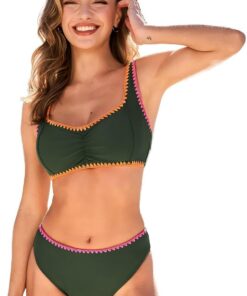 CUPSHE Bikini Damen Set Herzausschnitt Verstellbare Träger Mid Waist | Mittlerer Bund, Bequeme Passform, Sicherer Halt, Für Strand und Pool,,Bademode Swimsuit