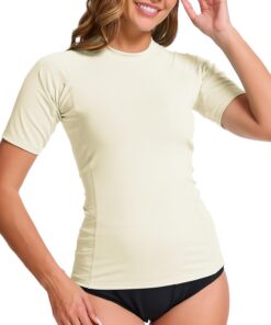 MEETWEE kurz & Langarm Damen Surf Rash Guard Sonnenschutz Badeanzug UV-Schutz Shirt UPF 50+ Kurzarm Badeoberteil Schnell trocknendes Schwimm-Sonnenschutzshirt für Wassersport
