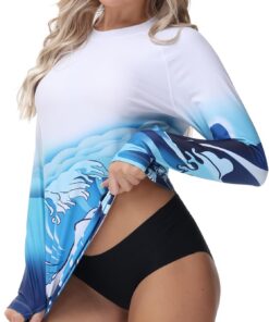 UV Shirt Damen Rash Guard UV-Schutz Schwimmshirt Langarm Wasser Surf Badeshirt UPF50+ Schnelltrocknen mit Daumenloch