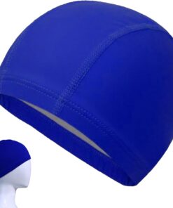 2 Stück Elastische Badekappen für Erwachsene, Komfortable Stoff Bademütze Weiche Unisex Badekappe Ohrenschutz Schwimmhaube Schwimmkappe Leichte Badehaube für Herren Damen Lange Kurzes Haar