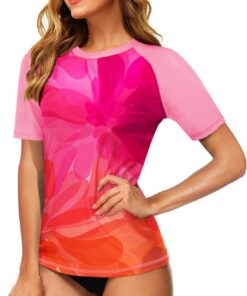Damen UV Shirt Kurzarm Schwimmshirt UPF 50+ Rash Guard Kurzarm Schnelltrocknend Badeshirt S-XXL