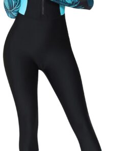 SEAUR Damen Einteiliger Badeanzug Surfanzug mit Reißverschluss Rashguard Schwimmanzug mit Bein Sonnenschutz Slim Fit Bademode
