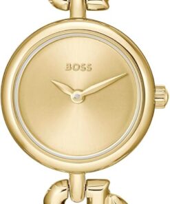 BOSS Uhr mit DREI-Zeiger-Quarzwerk für Damen Kollektion Double B Dressy mit Edelstahlarmband