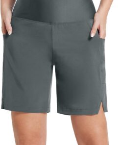 baleaf Damen 9" Badeshorts lang Schwimmen Boardshorts Reißverschlusstaschen Badehose Schnell Trocknend Schwimmhose UPF50+ UVA Bermudashorts Knielang