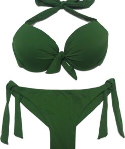 Damen Bademode Nackenträger Push up Bikinioberteil mit Underwire Niedriger Bund Bikinihosen Seitlich zu binden Brazil Bikinislip Bikini Sets