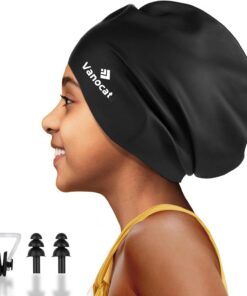 Extra Große Badekappe Kinder Lange Haare, wasserdichte Badekappe Mädchen Jungen, Bademütze Schwimmkappe Kinder für Langes, Dickes, Lockiges Haare und Dreadlocks-Zöpfe, Webt Afro-Haar