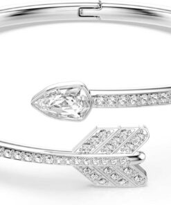 Swarovski Idyllia Kollektion Armreif, Gemischte Schliffe, Pfeil, Weiß, Rhodiniert