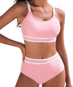Tuopuda Bikini Damen Set Bauchweg Zweiteiliger Badeanzug High Waist Push Up Bikini-Oberteil Sport Zweiteiler Bademode Swimsuit Badebekleidung