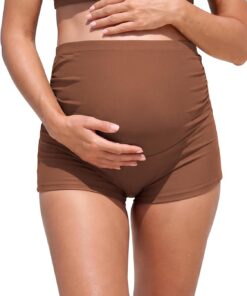 SHEKINI Schwangerschafts-Badehose für Frauen - Hoher Bund mit Elastik, Bauchstütze, Schnelltrocknend, Schwangerschaftsbademode, Neuheit 2026