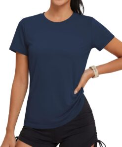 MAGCOMSEN Sportshirt Damen UV Shirt Kurzarm Sport Shirts Basic Funktionsshirt Fitness Wandershirt Yoga UV-Schutz Wasser