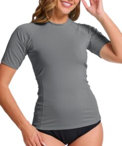 MEETWEE kurz & Langarm Damen Surf Rash Guard Sonnenschutz Badeanzug UV-Schutz Shirt UPF 50+ Kurzarm Badeoberteil Schnell trocknendes Schwimm-Sonnenschutzshirt für Wassersport