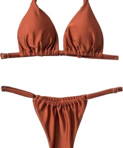 Bikini Damen Set,Triangel Bikini Damen Tanga Sexy String Bikini Solide Glitzer Curvy Zweierpack Damen Badeanzug