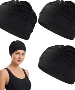 3 Stück Schwimmhaube Damen, Badehaube Damen für langes Haar, Schwimmkappe mit dehnbarem Material, für Schwimmbad, Strand und Wassersport, Sommer Geschenk für Frauen
