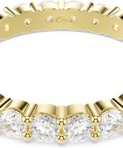 Swarovski Matrix Vittore Kollektion Bandring, Rundschliff, Weiß, Goldfarben beschichtet