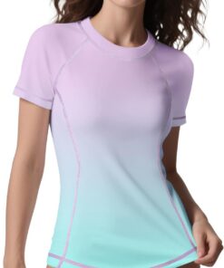 ANGEL CITIZ UV Shirt Damen Kurzarm Schwimmshirt UPF 50+ Rashguard Women Badebekleidung für Damen Surf Badeshirt S-XXL
