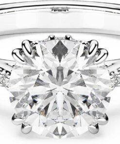 Swarovski Stilla Kollektion Cocktailring, Rundschliff, Pavé, Weiß, Silberfarbenes Finish