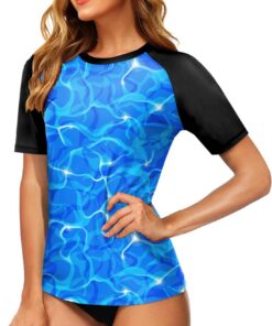 Damen UV Shirt Kurzarm Schwimmshirt UPF 50+ Rash Guard Kurzarm Schnelltrocknend Badeshirt S-XXL