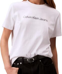 Calvin Klein Damen T-Shirt Kurzarm Logo Classic Regular Fit