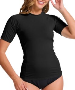 MEETWEE kurz & Langarm Damen Surf Rash Guard Sonnenschutz Badeanzug UV-Schutz Shirt UPF 50+ Kurzarm Badeoberteil Schnell trocknendes Schwimm-Sonnenschutzshirt für Wassersport