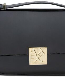 Armani Exchange, Women's Amy, sustainable, gold logo plate, Crossbody bag, Black, One size