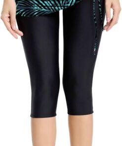 Ecupper Badehose Damen Lang Schwimmhose Capri Badeleggings Mit Rock Schwimm