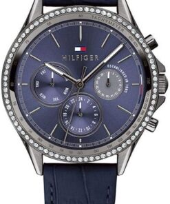 Tommy Hilfiger Multi Zifferblatt Quarz Uhr für Damen mit Blaues Lederarmband - 1781979