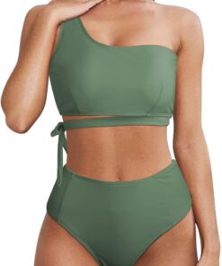 Damen Bikini Sets Schwimmanzug Badeanzug Bademode Swimsuit | EIN Schulter, High Waist, Push up, Zweiteiliger, Sommer, Pools, Strandpartys, Schwimmen, Surfen, Strand, Urlaub