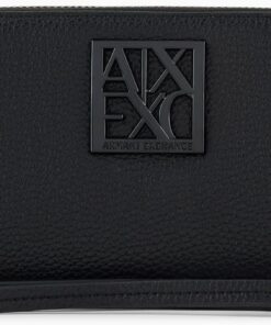 Armani Exchange Women's Sustainable, Susie, Soft Zip-Around Wallet Black,One Size