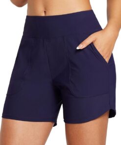 baleaf Damen Badeshorts Bauchkontrolle UPF50+ Badehose Schnell Trocknend Schwimmhose Hohe Taille Boardshorts Schwimmunterteil mit Taschen | Bauchkontrolle Schnell Trocknend Schwimmhose Hohe Taille Boardshorts Schwimmunterteil mit Taschen