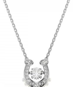 Swarovski Symbolica Anhänger, Kristallperle, Rundschliff, Pavé, Hufeisen, Weiß, Rhodiniert
