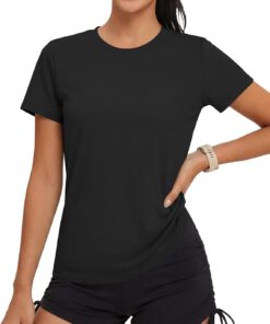 MAGCOMSEN Sportshirt Damen UV Shirt Kurzarm Sport Shirts Basic Funktionsshirt Fitness Wandershirt Yoga UV-Schutz Wasser