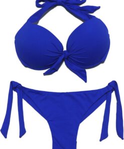 Damen Bademode Nackenträger Push up Bikinioberteil mit Underwire Niedriger Bund Bikinihosen Seitlich zu binden Brazil Bikinislip Bikini Sets