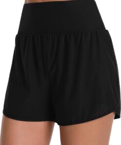Charmo Badeshorts Damen Badehose Bauchweg High Waist Schwimmshorts Schnell Trocknende Schwimmhose Strand Bikini Shorts mit Mesh