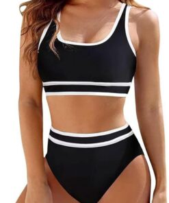 Mayoii 2-teiliger Badeanzug für Damen, Bikini-Set, hohe Taille, gepolstertes Push-Up-Top, Bauchkontrolle, Badeanzüge, Badeanzug