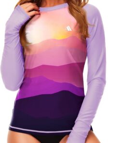 Damen UV Schwimmshirt UPF 50+ Rash Guard Langarm Badeshirt Mit Daumenloch S-XXL