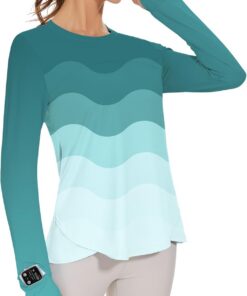 IECCP Sport Bluse Damen Langarm Activewear-T-Shirts UPF 50+ UV Schutz Sonnenschutz Langarmshirts Schlanke Passform Mit Daumenloch Rashguards Sportshirt