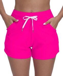 Halcurt Badeshorts Damen Badehose mit Tasche und Kordelzug S-XXL | Schnell Trocknende, Bauchkontrolle Boardshorts, Elastischer Bund, Slip-Futter, Strand Surf Schwimmshorts