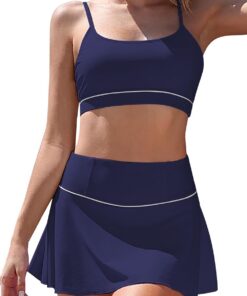 SHEKINI Damen Bauchkontrolle Bikini Sets U-Ausschnitt Badeanzug High Waisted Swim Rock