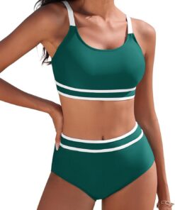 Tuopuda Bikini Damen Set Bauchweg Zweiteiliger Badeanzug High Waist Push Up Bikini-Oberteil Sport Zweiteiler Bademode Swimsuit Badebekleidung
