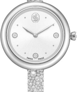 Swarovski Sublima Bangle Uhr, Schweizer Produktion, Metallarmband, Silberfarben, Edelstahl
