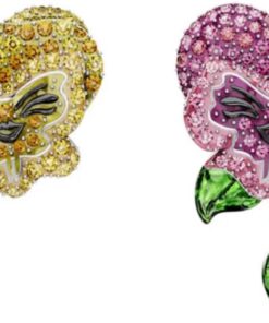 Swarovski Alice im Wunderland Ohrstecker, rhodiniert, Blume, asymmetrisches Design, mehrfarbig