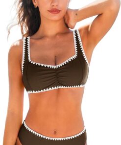 CUPSHE Bikini Damen Set Herzausschnitt Verstellbare Träger Mid Waist | Mittlerer Bund, Bequeme Passform, Sicherer Halt, Für Strand und Pool,,Bademode Swimsuit
