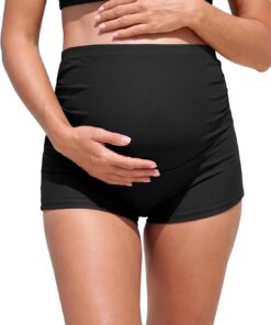 SHEKINI Schwangerschafts-Badehose für Frauen - Hoher Bund mit Elastik, Bauchstütze, Schnelltrocknend, Schwangerschaftsbademode, Neuheit 2026