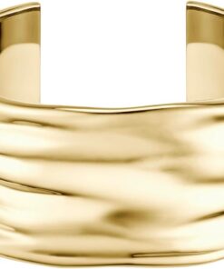 BOSS Jewelry Rigides Armband oder Creolen für Damen Kollektion RIPPLE aus Gelbgold mit Wellenlinien